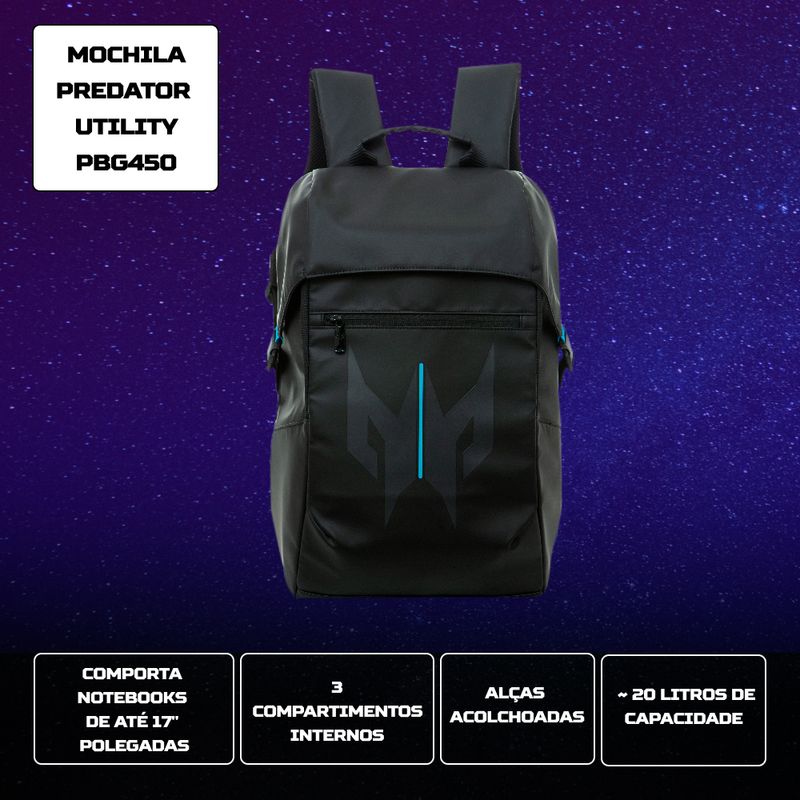 Acer Predator Utility Lite Mochila para Laptop 17" - Negro y Azul - Imagen 7