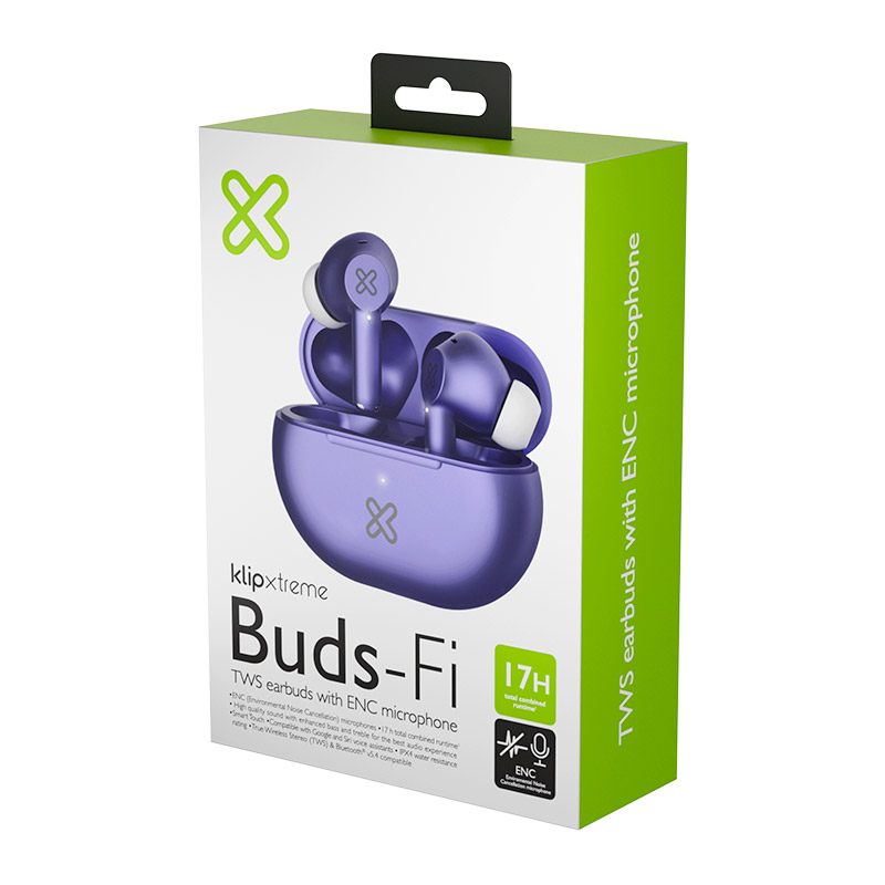 Klip Xtreme KTE-015PR, In-ear (earbuds), 17 horas batería, Bluetooth (inalámbrico), Morado