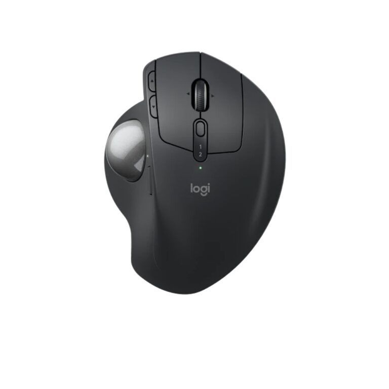 Logitech MX Ergo S, Trackball ergonómico con soporte de inclinación ajustable, 2.4 GHz + Bluetooth, 4 botones, Grafito