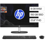 Computadora HP All in One 24-cr0233la, AMD Ryzen 3 7320U, 8GB RAM, 512GB HDD, 23.8" FHD