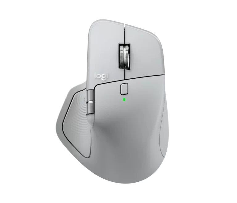 Logitech MX Master 4, Panel háptico Haptic Sense, Bluetooth + USB-C Logi Bolt, 8 botones, Gris pálido