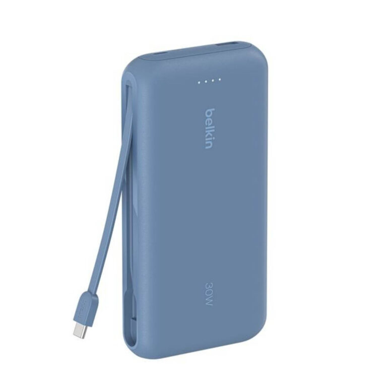 Power Bank Belkin 20,000 mAh 30W, Cable USB-C Integrado, Azul