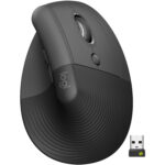 Logitech Lift Vertical Ergonomic, Inalámbrico, Bluetooth, receptor USB Logi Bolt, 6 botones, Grafito