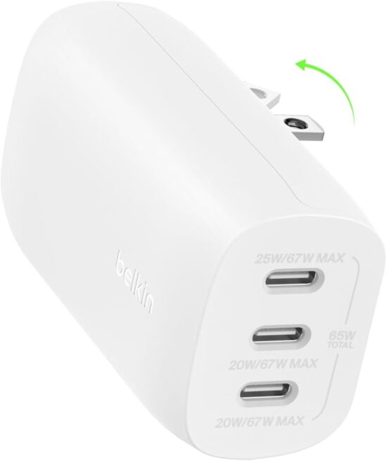 Cargador Belkin 67W, Universal, 3 Puertos USB