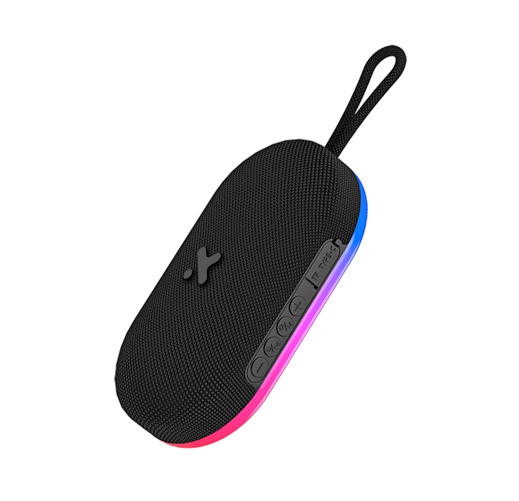 Bocina Xtech Pearl XTS-607, Bluetooth 5.4, Luces LED, Base Magnética, TWS, Negro