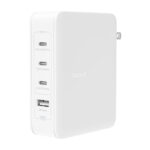 Cargador de Pared Belkin 140W GaN, 4 Puertos (3 USB-C + USB-A), PD 3.1, Blanco